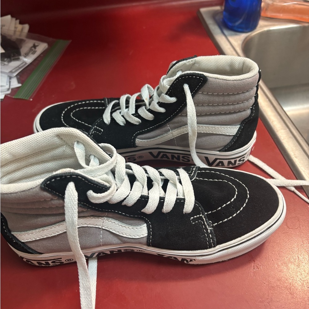 Vans Kids Black and White High-Top Sneakers